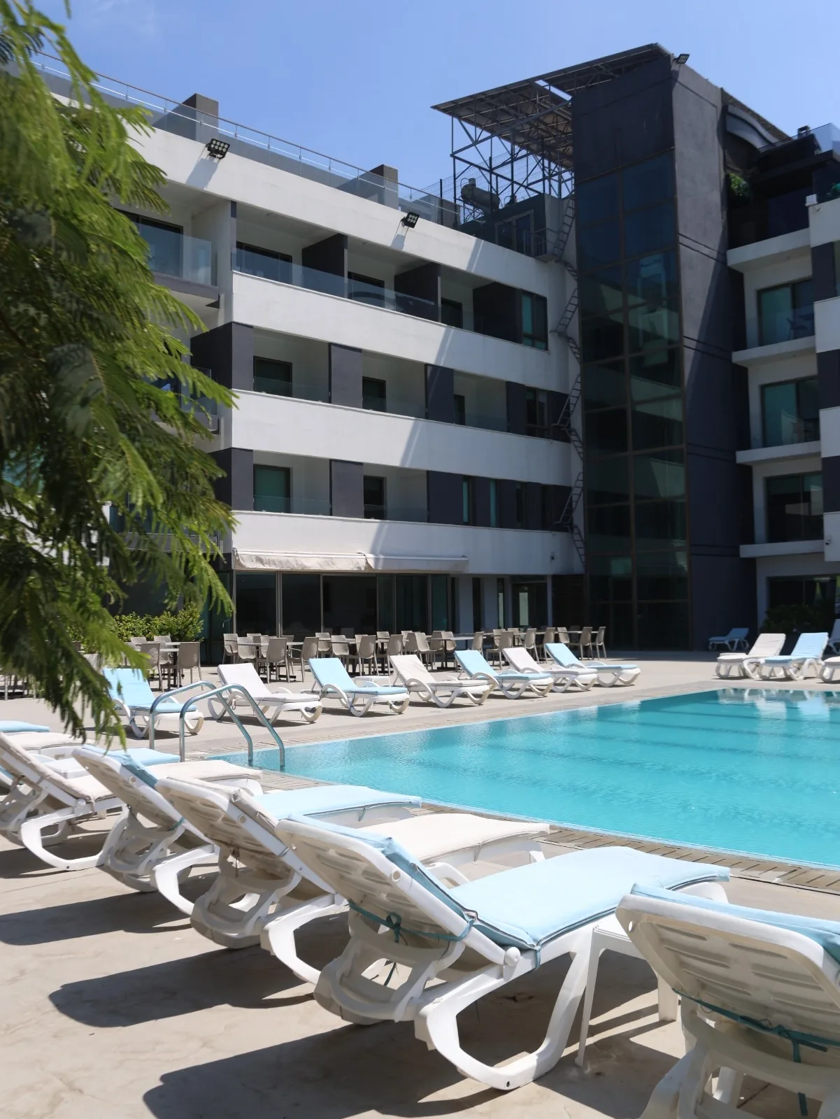 The hotel and the outdoor pool